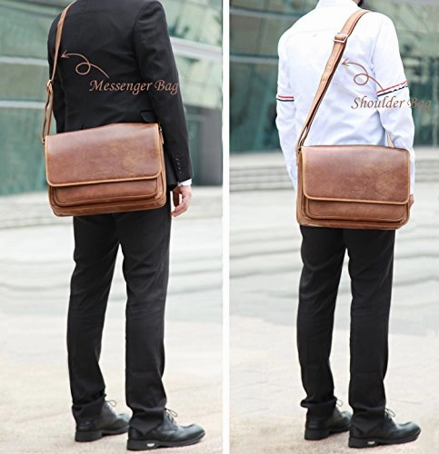 Banuce Vintage Soft Full Grain Italian Leather Messenger Bag for Men Business Briefcase a4 Work