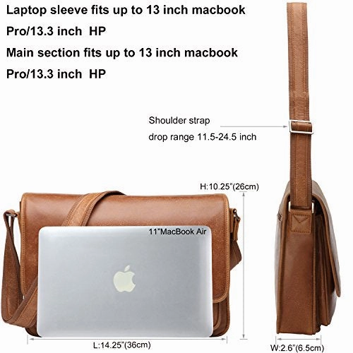 Banuce Vintage Soft Full Grain Italian Leather Messenger Bag for Men Business Briefcase a4 Work