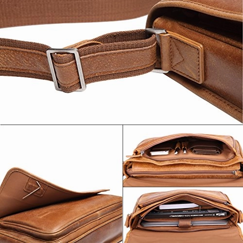 Banuce Vintage Soft Full Grain Italian Leather Messenger Bag for Men Business Briefcase a4 Work