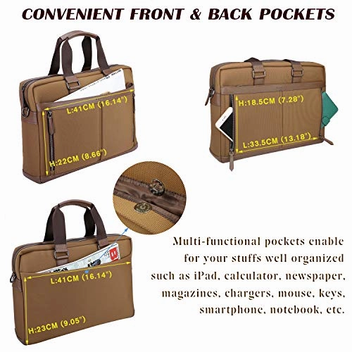 Banuce Waterproof Nylon Faux Laptop Messenger Bag for Men 15 inch Business Work Tote Briefcase Slim