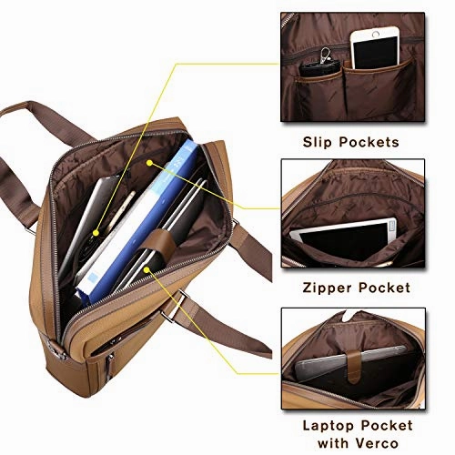 Banuce Waterproof Nylon Faux Laptop Messenger Bag for Men 15 inch Business Work Tote Briefcase Slim