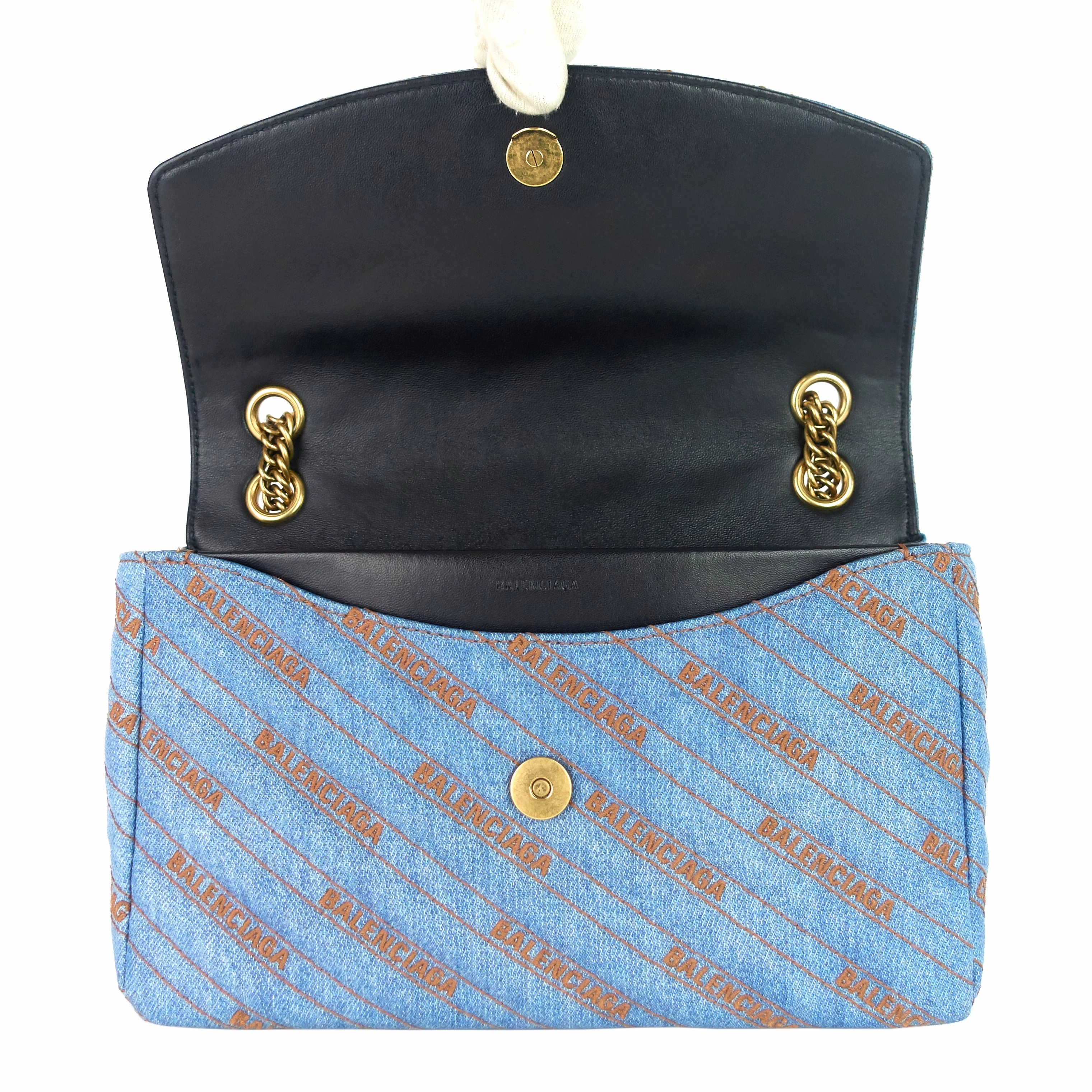 BB Medium Coated Logo Denim Crossbody Bag