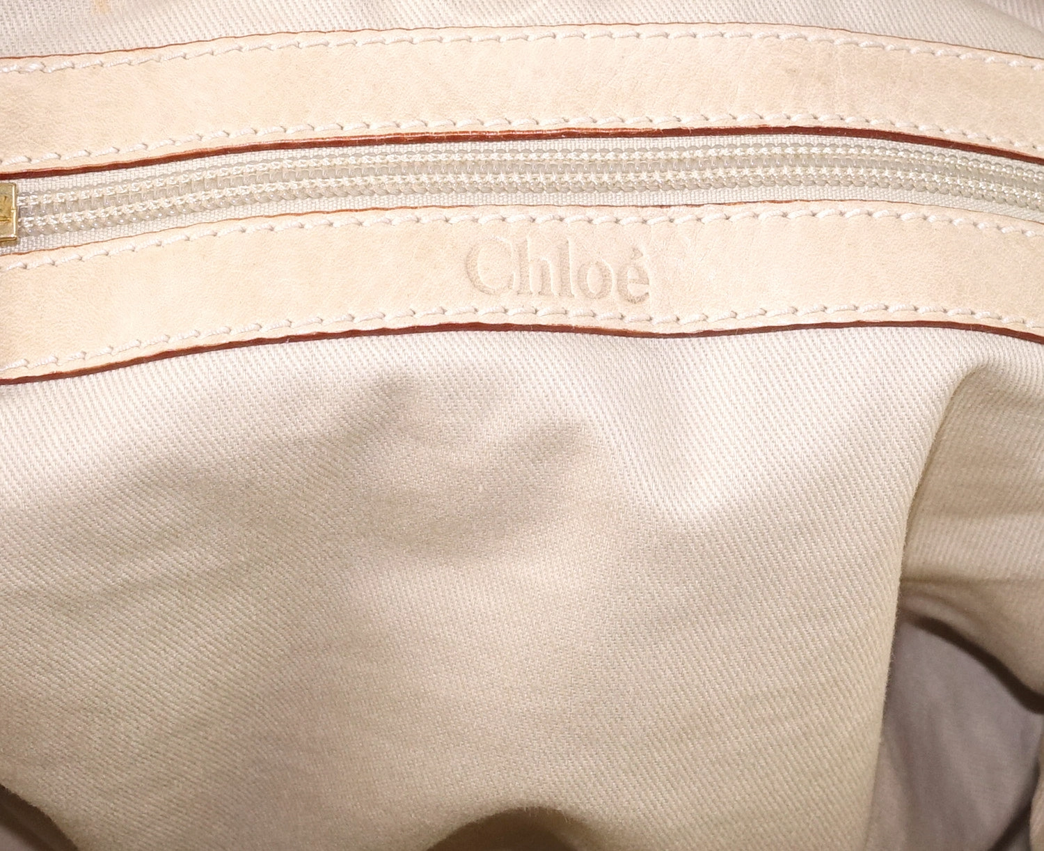 Beige Canvas and Leather Tote Bag