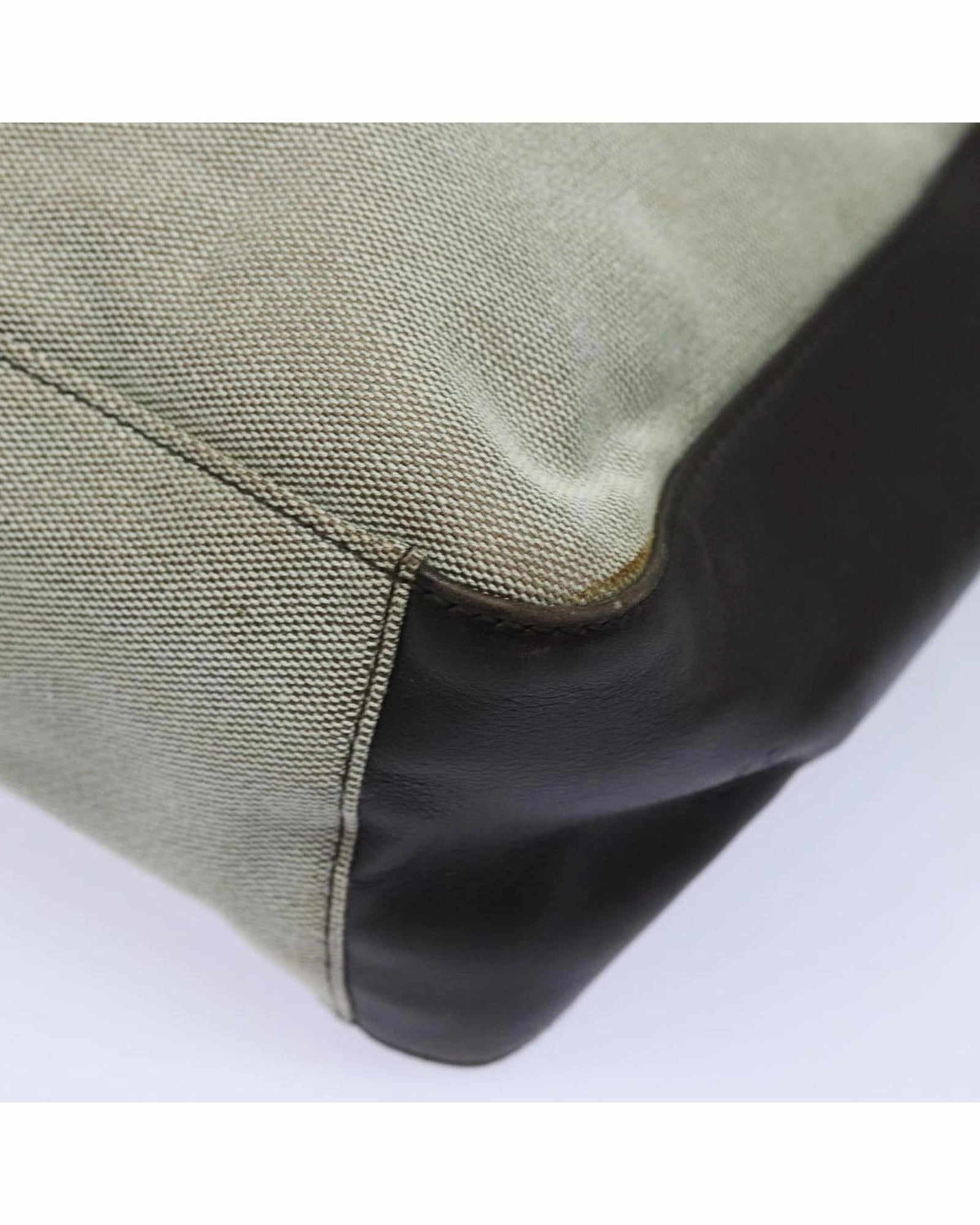 Beige Canvas Leather Shoulder Bag