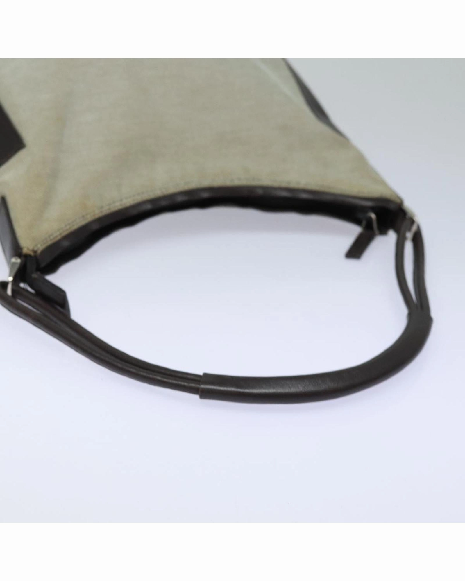 Beige Canvas Leather Shoulder Bag