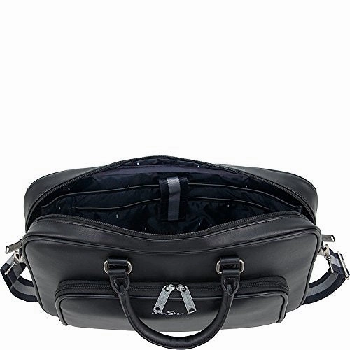 Ben Sherman Faux Leather Top Zip 15.0" Computer Bag Laptop Briefcase, Black, One Size