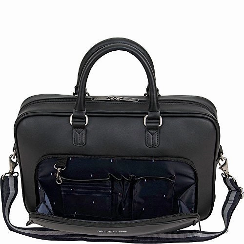 Ben Sherman Faux Leather Top Zip 15.0" Computer Bag Laptop Briefcase, Black, One Size