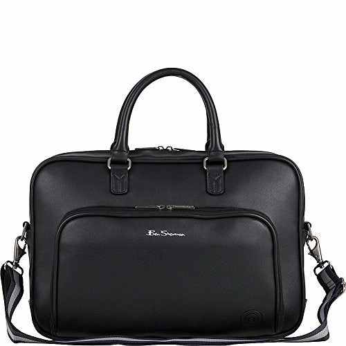 Ben Sherman Faux Leather Top Zip 15.0" Computer Bag Laptop Briefcase, Black, One Size