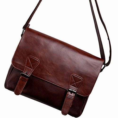 Berchirly Mens PU Leather Messenger Shoulder Bag Business Briefcase For Travel Coffee