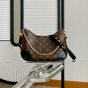 Black Boulogne Monogram Canvas Leather Bag Leather Crossbody Bag for Women