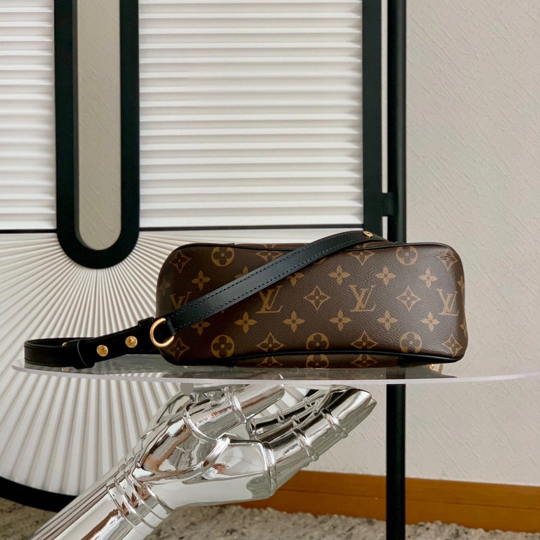Black Boulogne Monogram Canvas Leather Bag Leather Crossbody Bag for Women