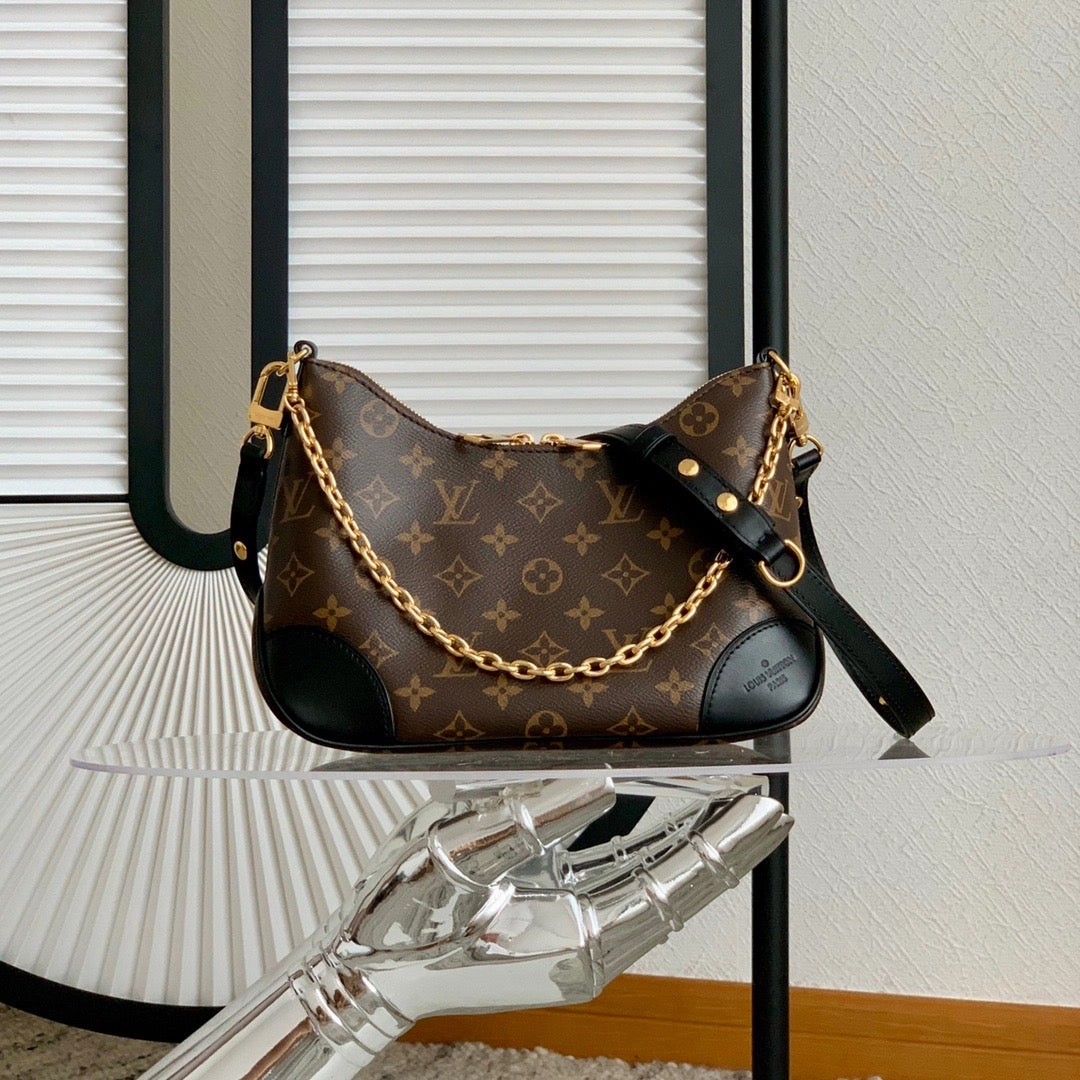 Black Boulogne Monogram Canvas Leather Bag Leather Crossbody Bag for Women