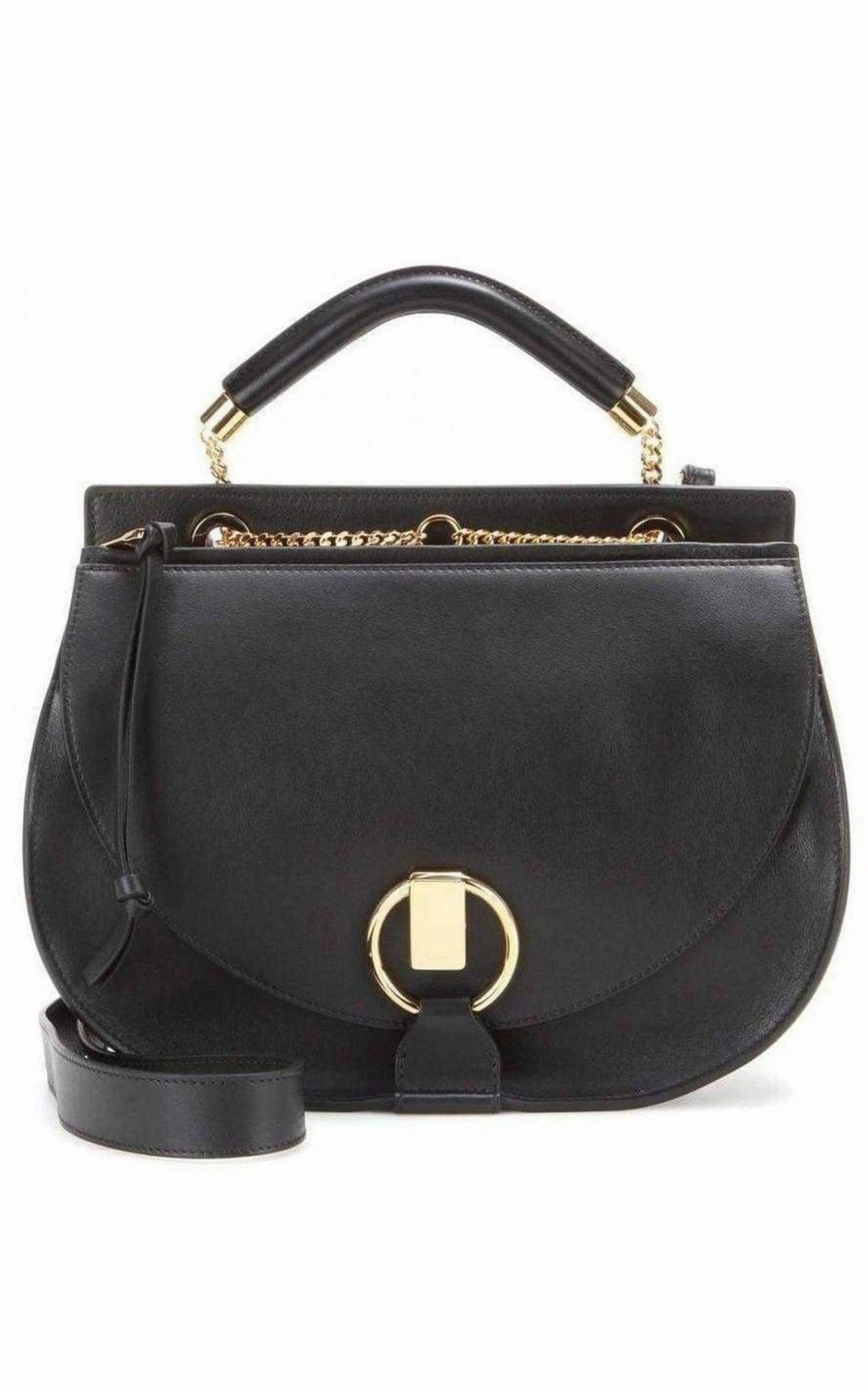 Black Leather Goldie Shoulder Bag