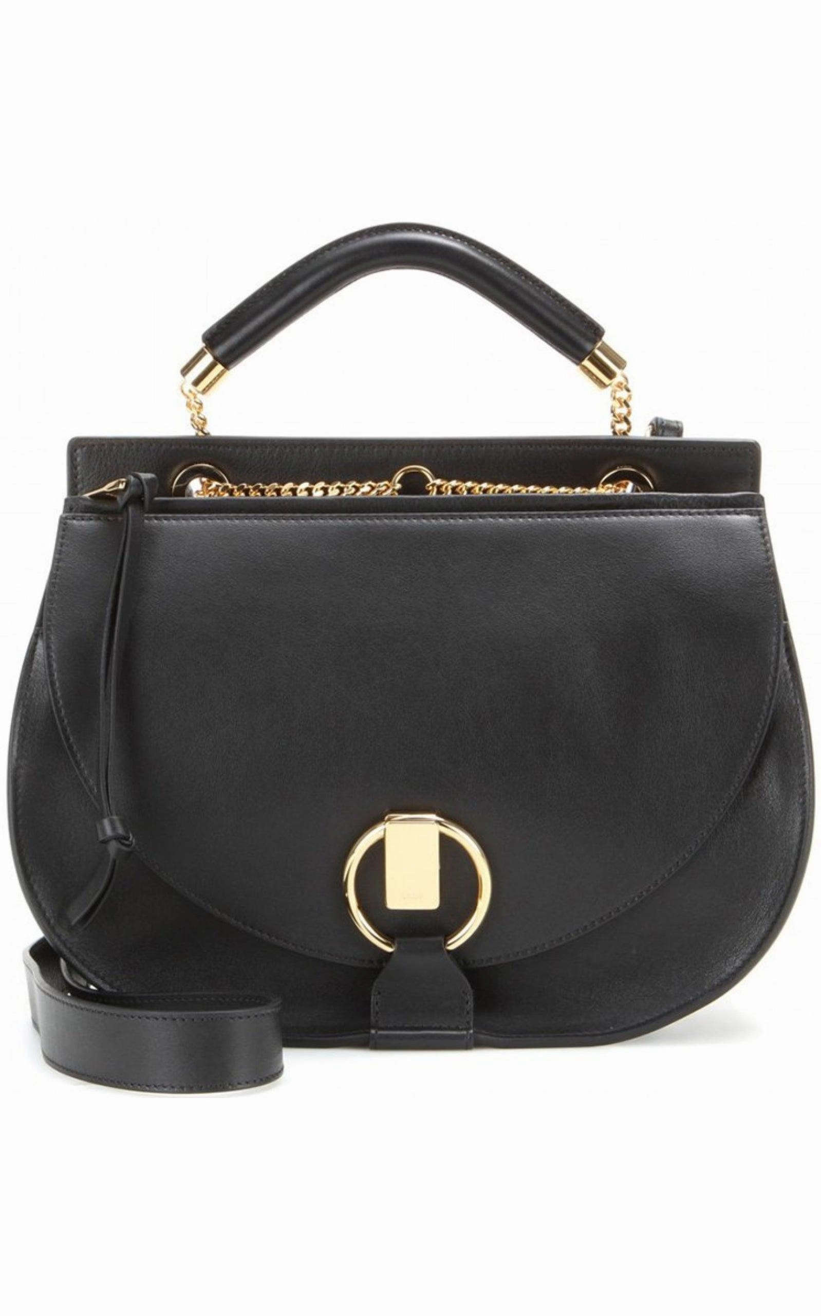 Black Leather Goldie Shoulder Bag