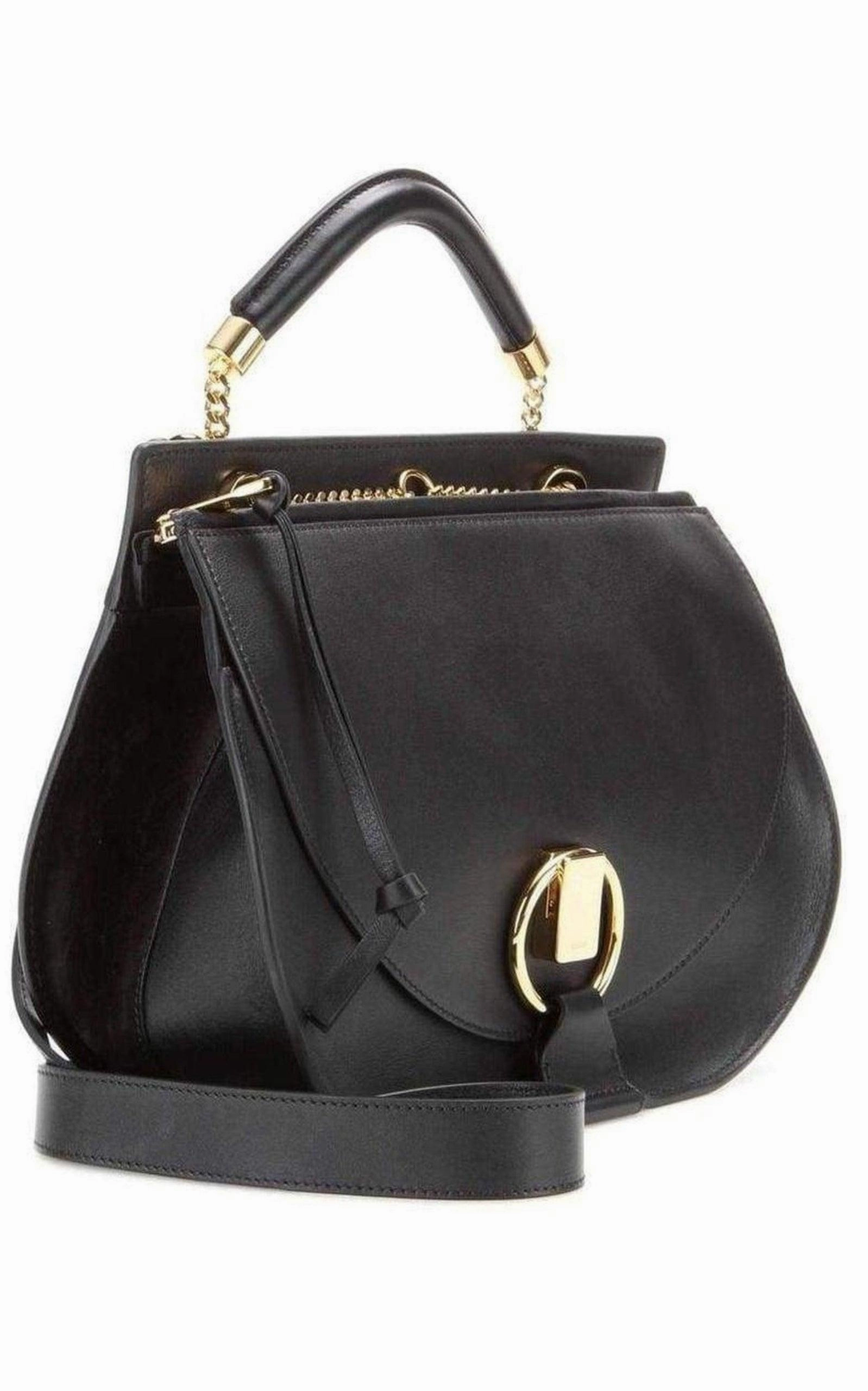 Black Leather Goldie Shoulder Bag
