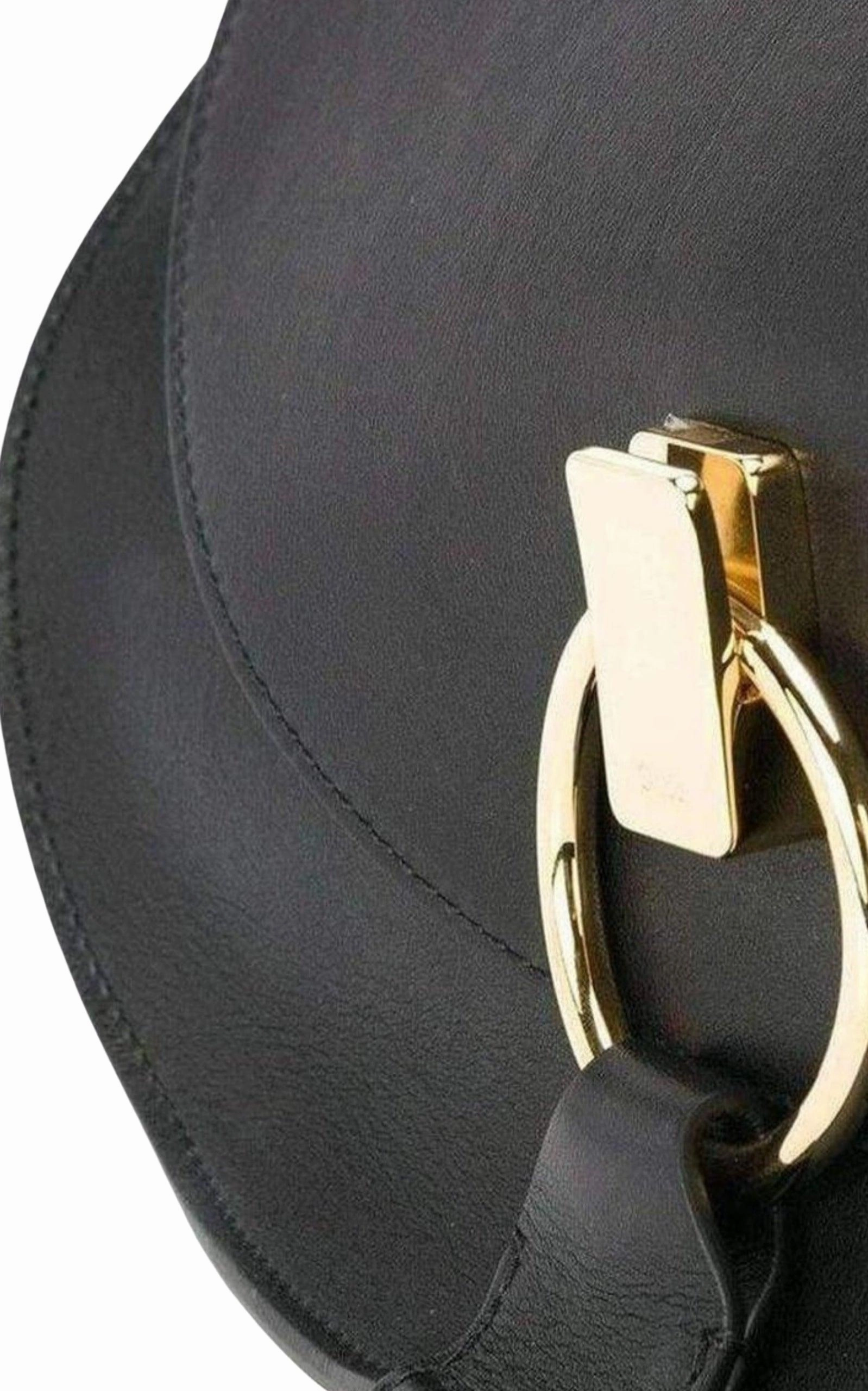 Black Leather Goldie Shoulder Bag