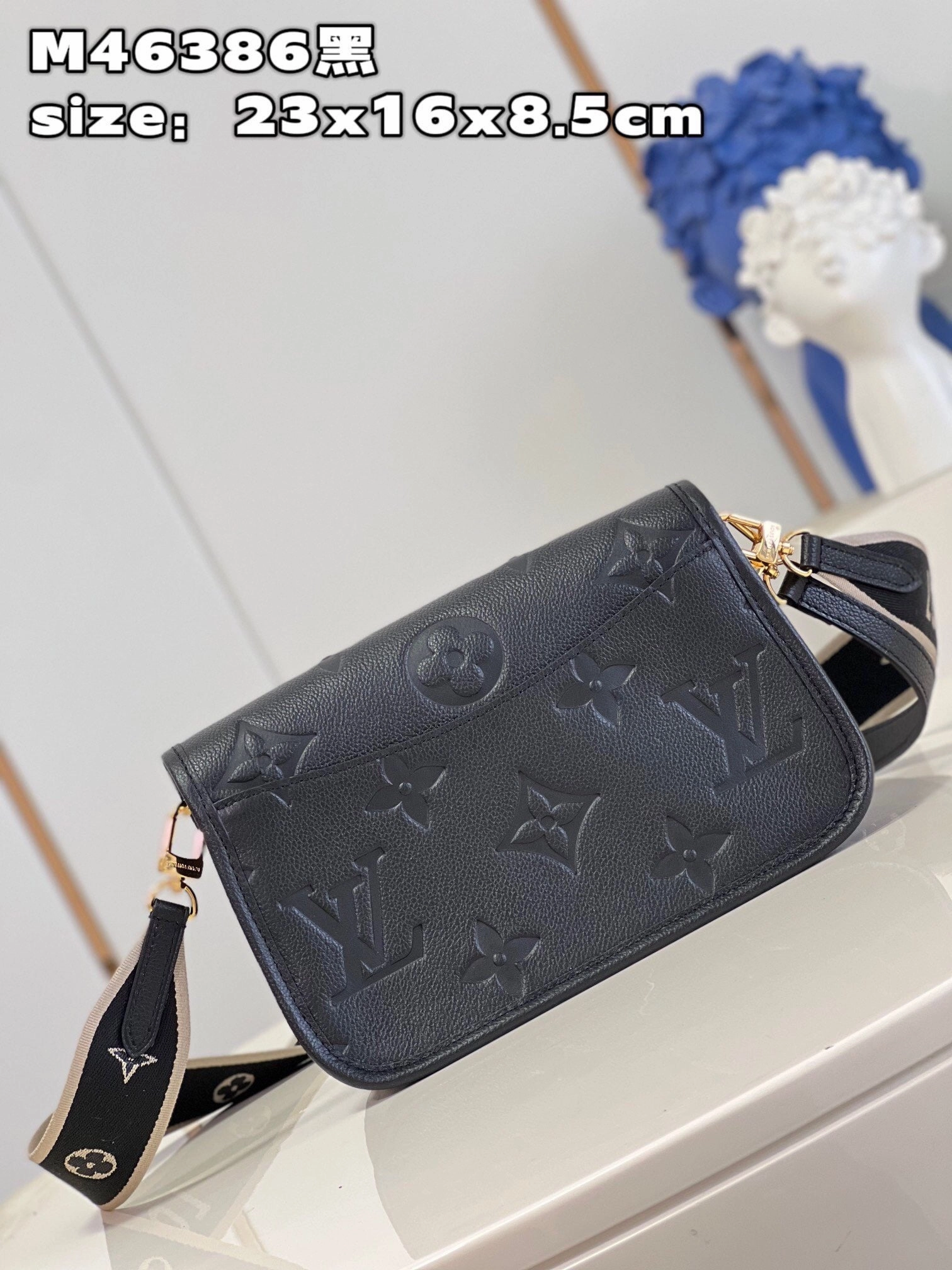 Black Monogram Empreinte Leather Diane Leather Crossbody Bag for Women
