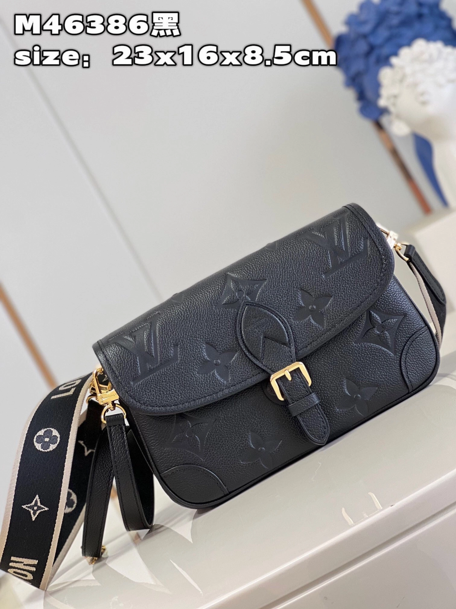 Black Monogram Empreinte Leather Diane Leather Crossbody Bag for Women