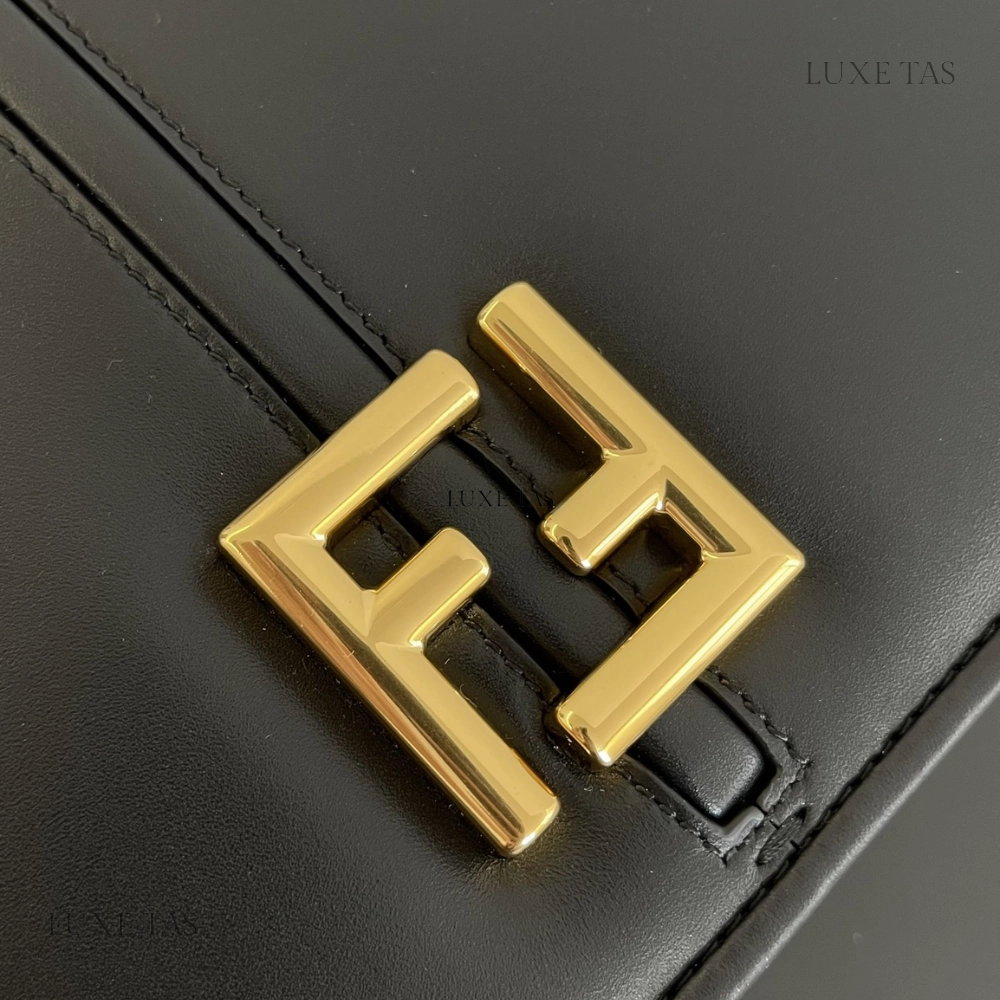 Black Smooth And Full-Grain Leather Bag CMon Medium Leather Shoulder Bag for Women
