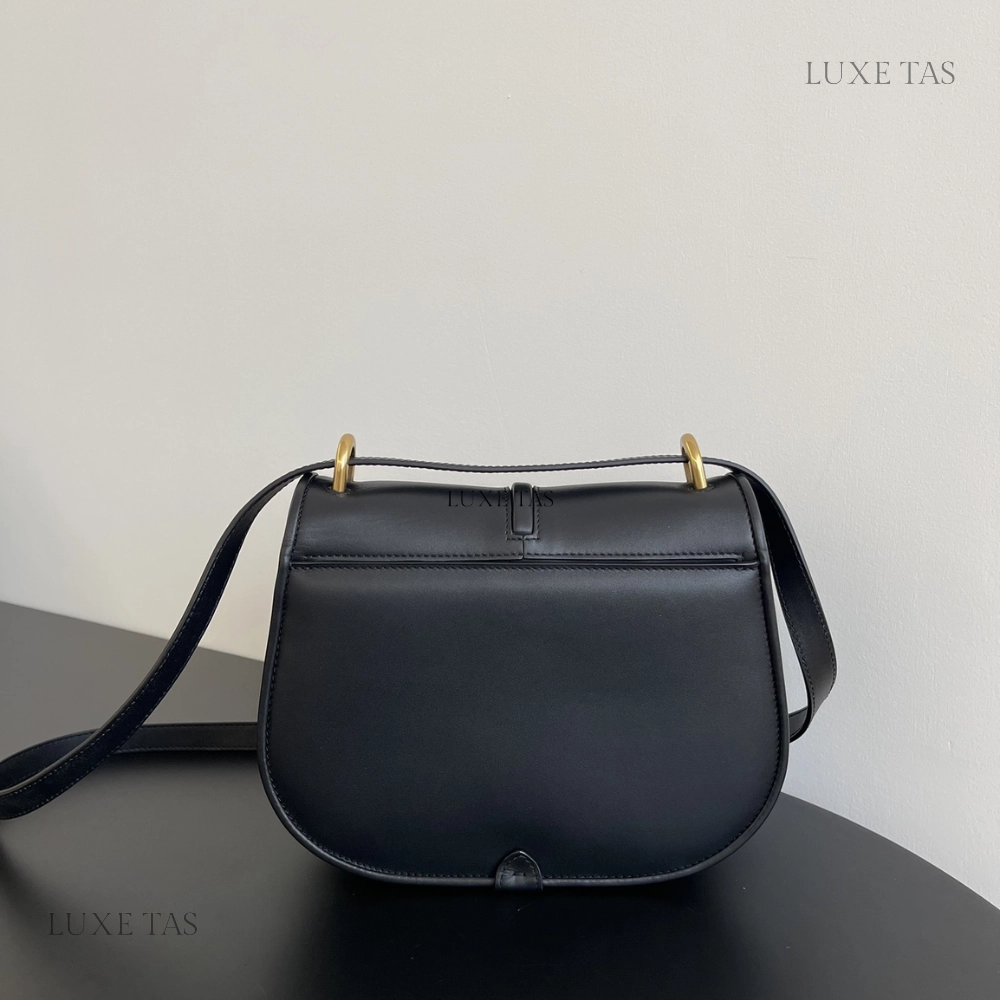 Black Smooth And Full-Grain Leather Bag CMon Medium Leather Shoulder Bag for Women