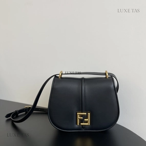 Black Smooth And Full-Grain Leather Bag CMon Medium Leather Shoulder Bag for Women
