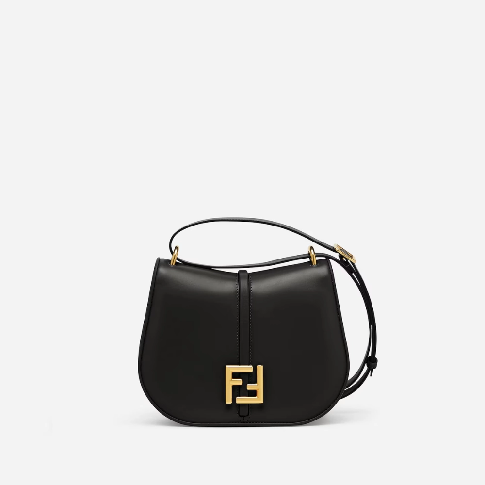 Black Smooth And Full-Grain Leather Bag CMon Medium Leather Shoulder Bag for Women