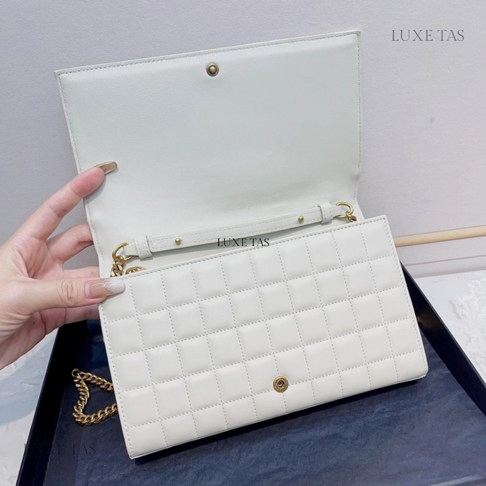 Blanc Vintage Lambskin Cassandre Chain Wallet Leather Crossbody Bag for Women