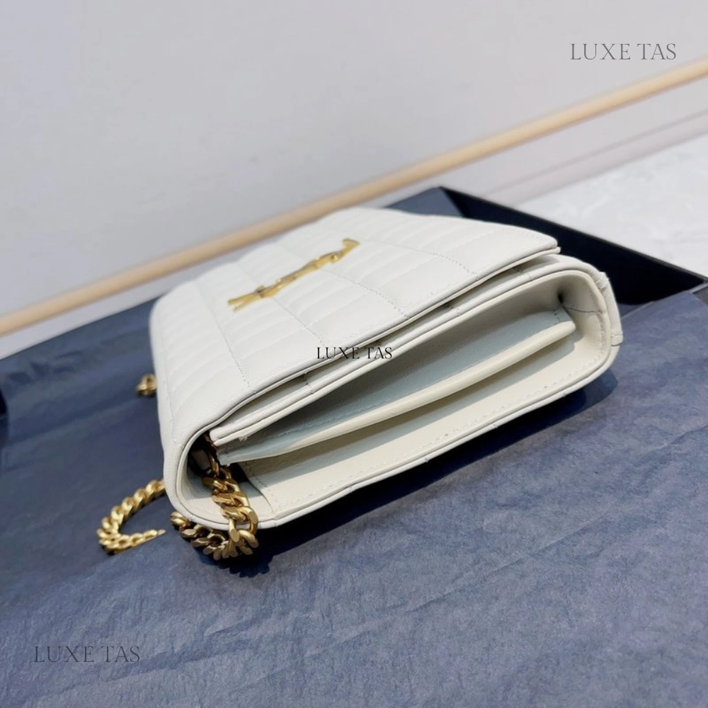 Blanc Vintage Lambskin Cassandre Chain Wallet Leather Crossbody Bag for Women