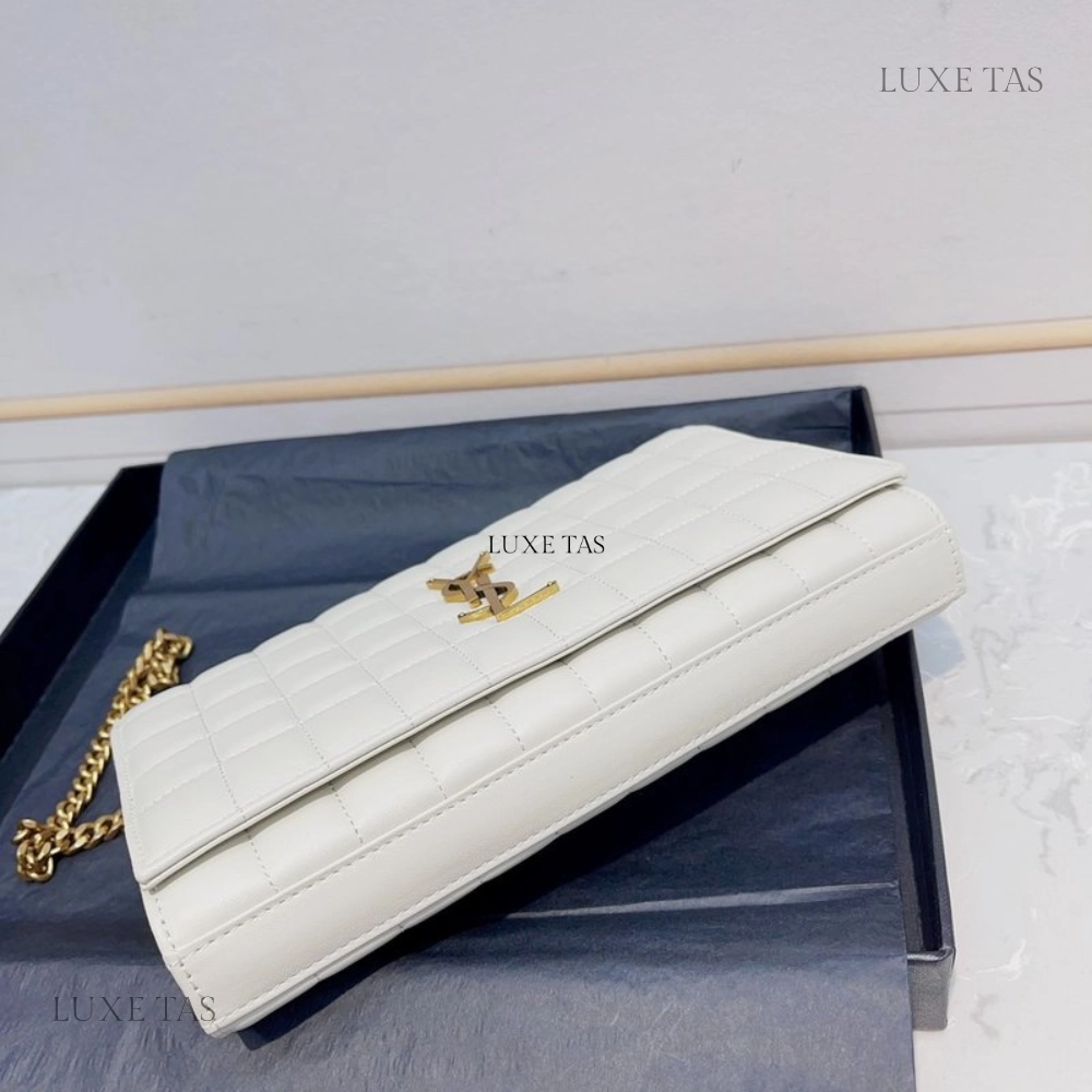 Blanc Vintage Lambskin Cassandre Chain Wallet Leather Crossbody Bag for Women