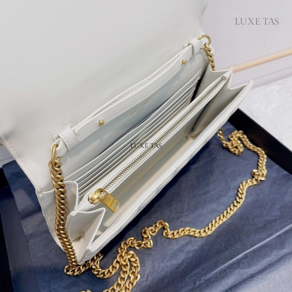 Blanc Vintage Lambskin Cassandre Chain Wallet Leather Crossbody Bag for Women