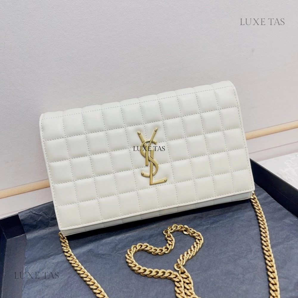 Blanc Vintage Lambskin Cassandre Chain Wallet Leather Crossbody Bag for Women