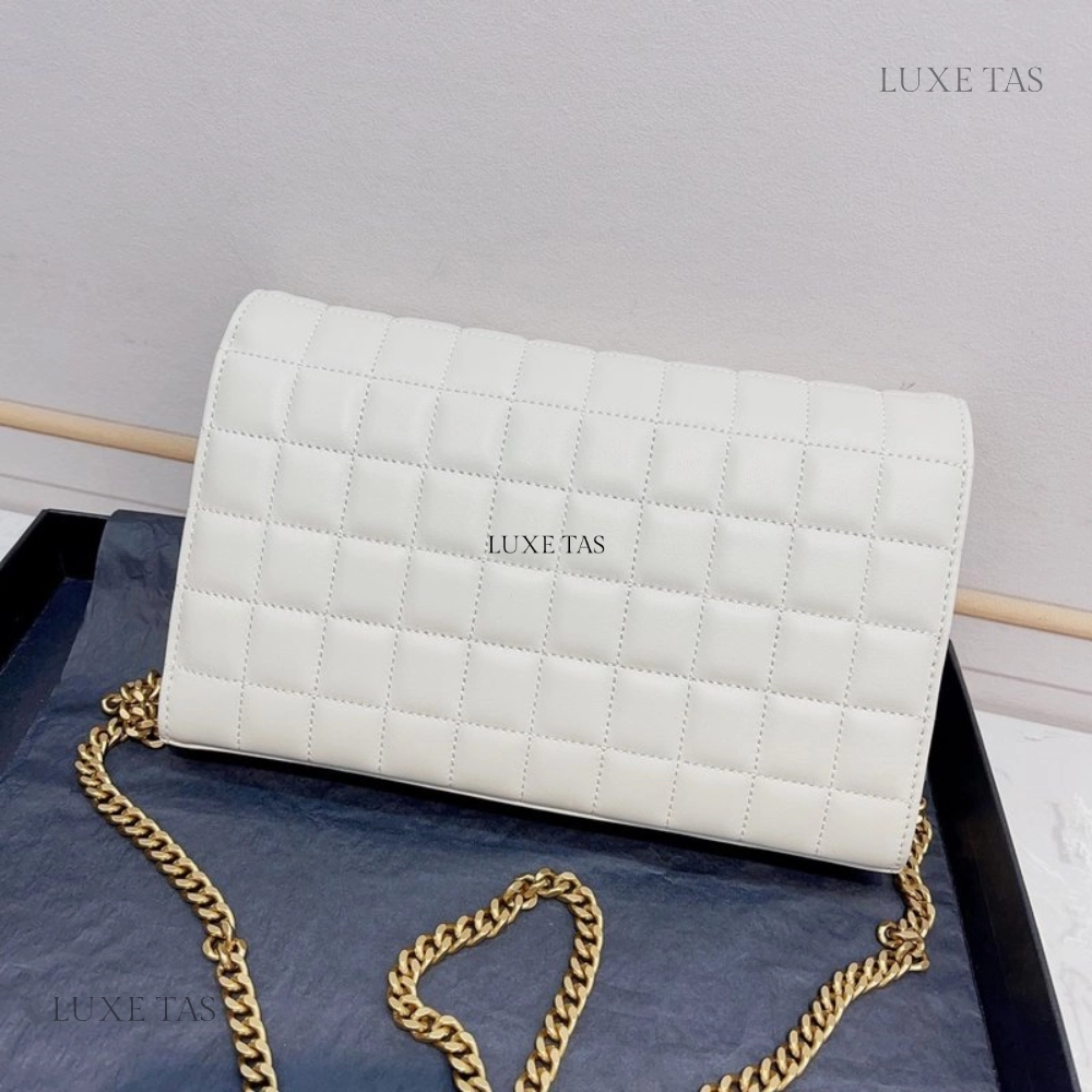 Blanc Vintage Lambskin Cassandre Chain Wallet Leather Crossbody Bag for Women
