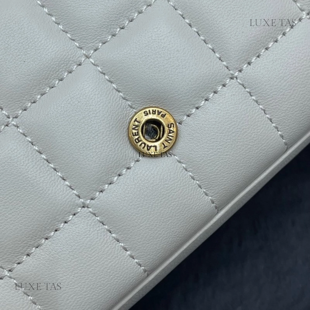Blanc Vintage Lambskin Cassandre Chain Wallet Leather Crossbody Bag for Women