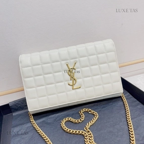 Blanc Vintage Lambskin Cassandre Chain Wallet Leather Crossbody Bag for Women