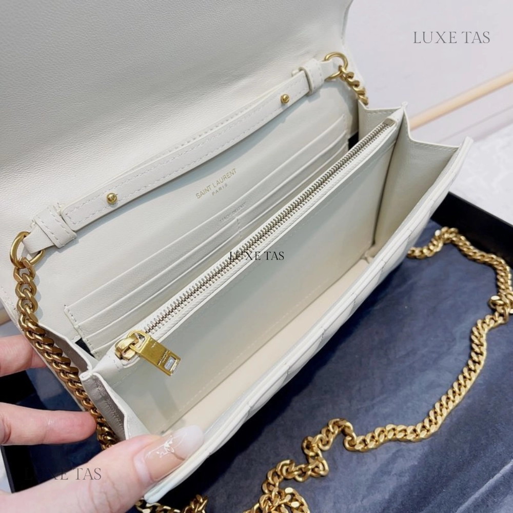 Blanc Vintage Lambskin Cassandre Chain Wallet Leather Crossbody Bag for Women