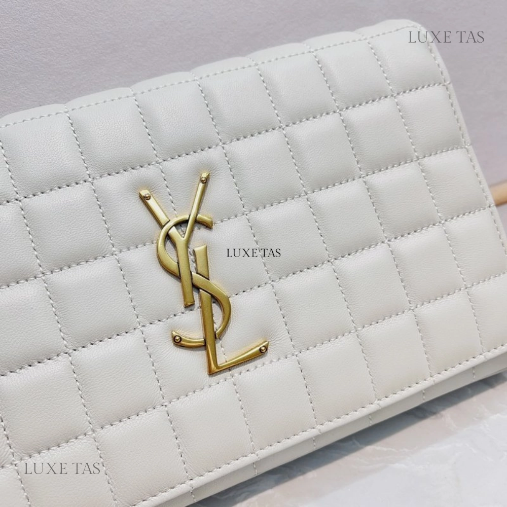 Blanc Vintage Lambskin Cassandre Chain Wallet Leather Crossbody Bag for Women