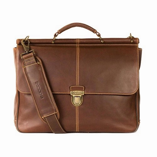 Boconi Bryant Dowel Rod 15" Laptop Leather Briefcase in Mahogany