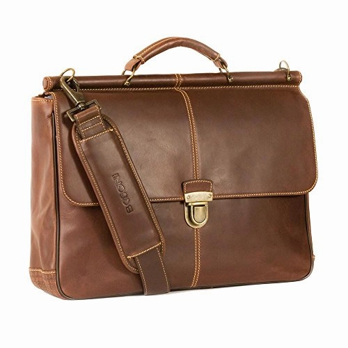 Boconi Bryant Dowel Rod Brief (Antique Mahogany With Houndstooth)