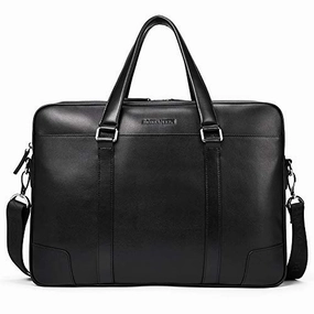 BOSTANTEN Leather Briefcase Messenger Business Bags 15.6 inch Laptop Handbag for Men Black