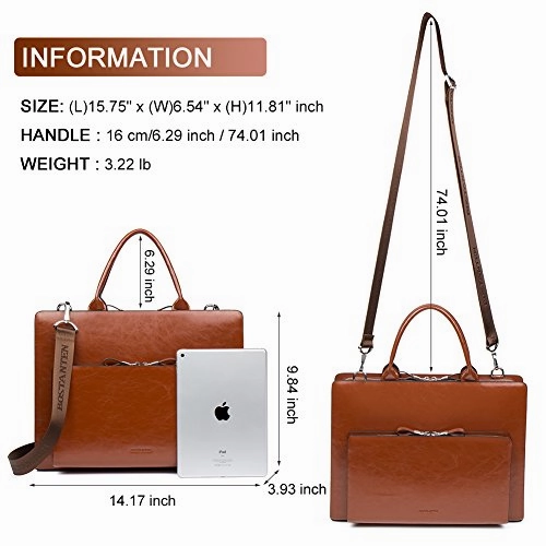 Bostanten Leather Briefcase Shoulder Laptop Business Vintage Slim Bags For Men & Women