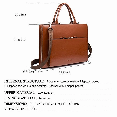 Bostanten Leather Briefcase Shoulder Laptop Business Vintage Slim Bags For Men & Women