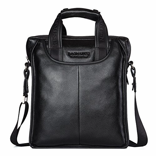 BOSTANTEN Leather Handbag Briefcase Messenger Business Work Bags for Men Black Small