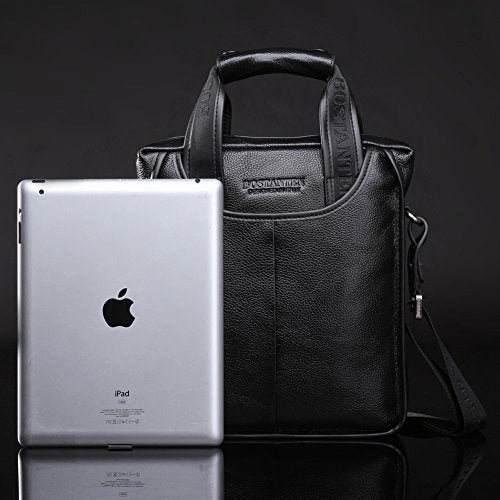 BOSTANTEN Leather Handbag Briefcase Messenger Business Work Bags for Men Black Small