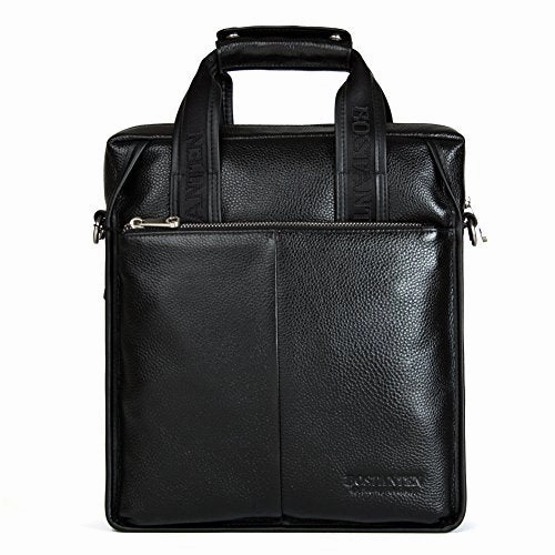 BOSTANTEN Leather Handbag Briefcase Messenger Business Work Bags for Men Black Small