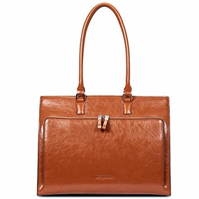 BOSTANTEN Women Leather Briefcase Vintage Shoulder 15.6" Laptop Tote Handbags Brown