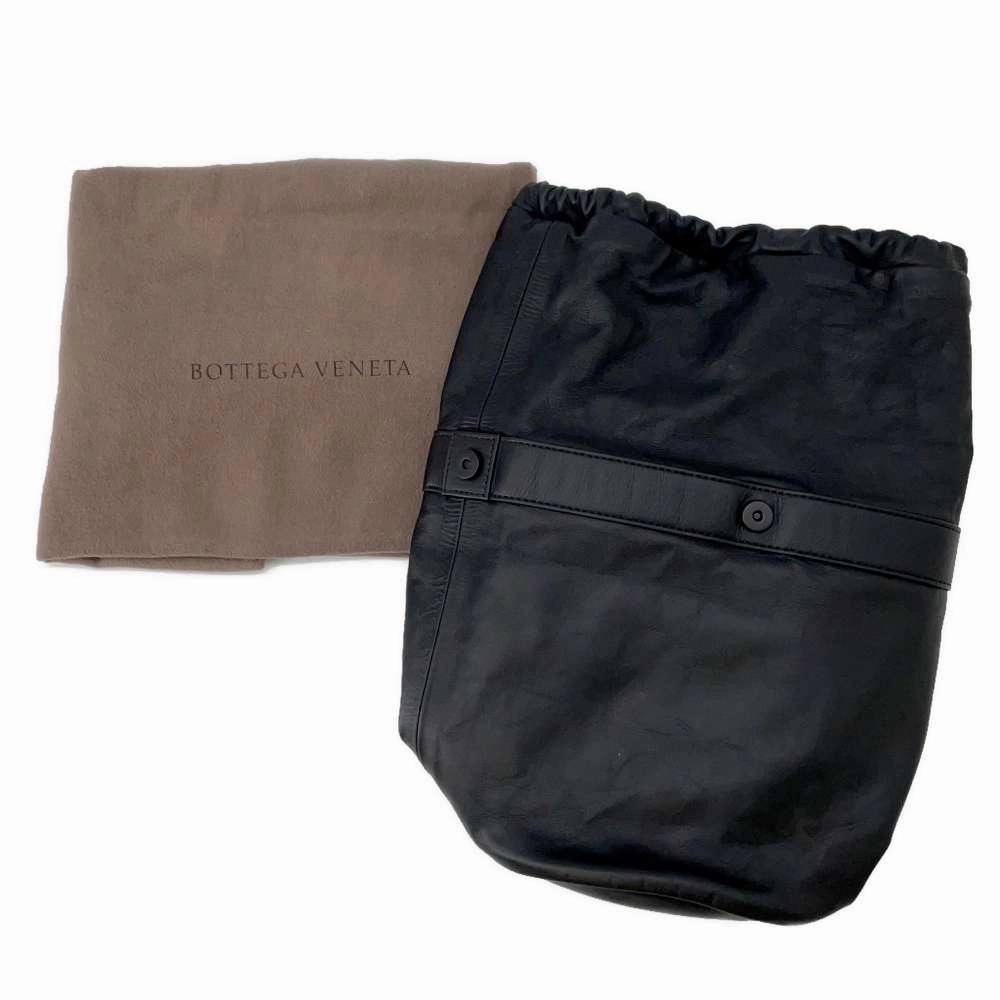 Bottega Veneta Drawstring Bucket Shoulder Black Leather