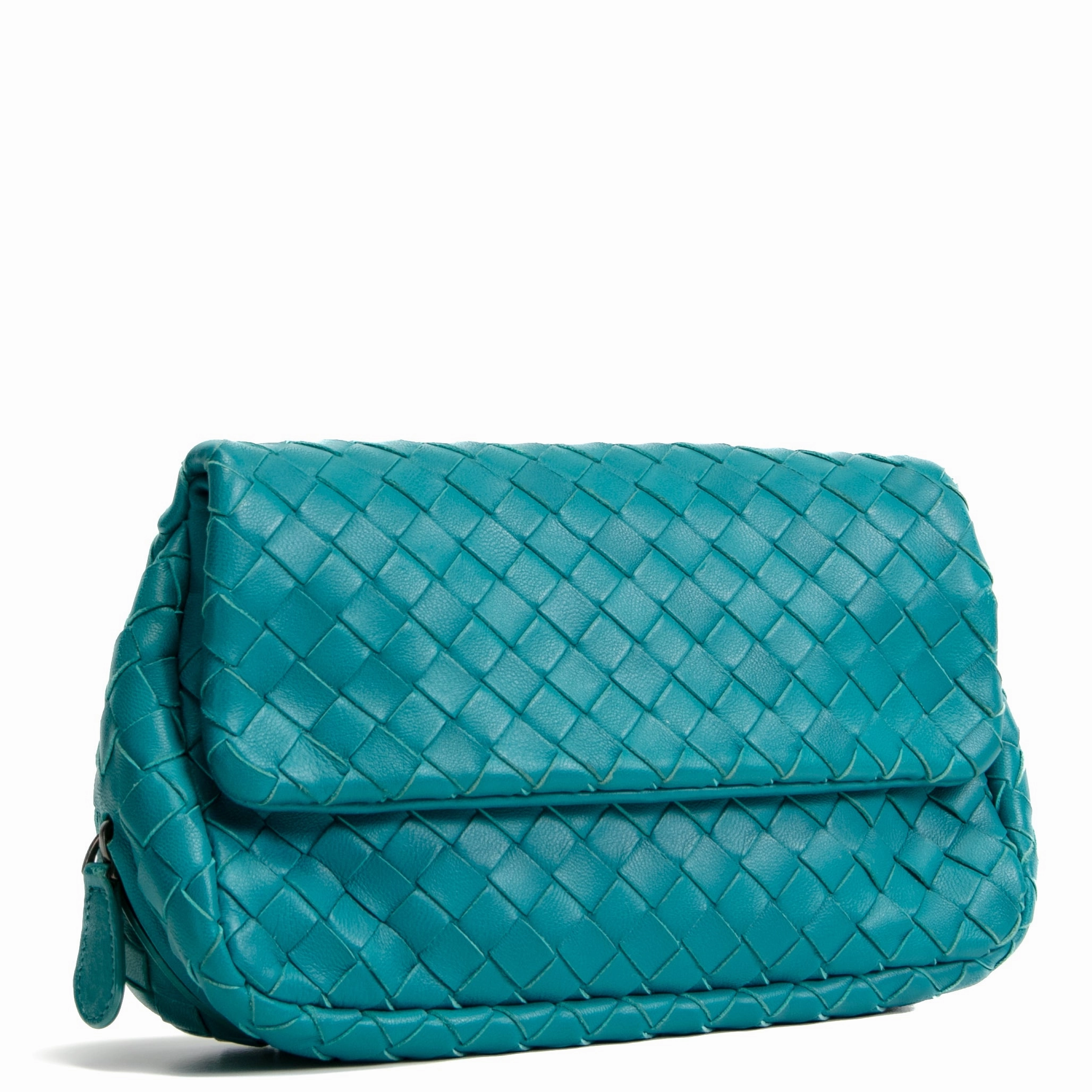 BOTTEGA VENETA Intrecciato Chain Flap Crossbody - Teal