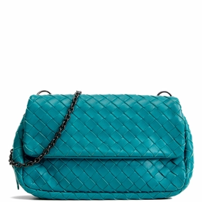 BOTTEGA VENETA Intrecciato Chain Flap Crossbody - Teal