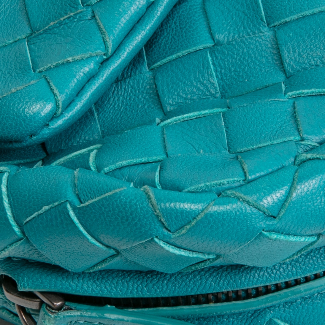 BOTTEGA VENETA Intrecciato Chain Flap Crossbody - Teal