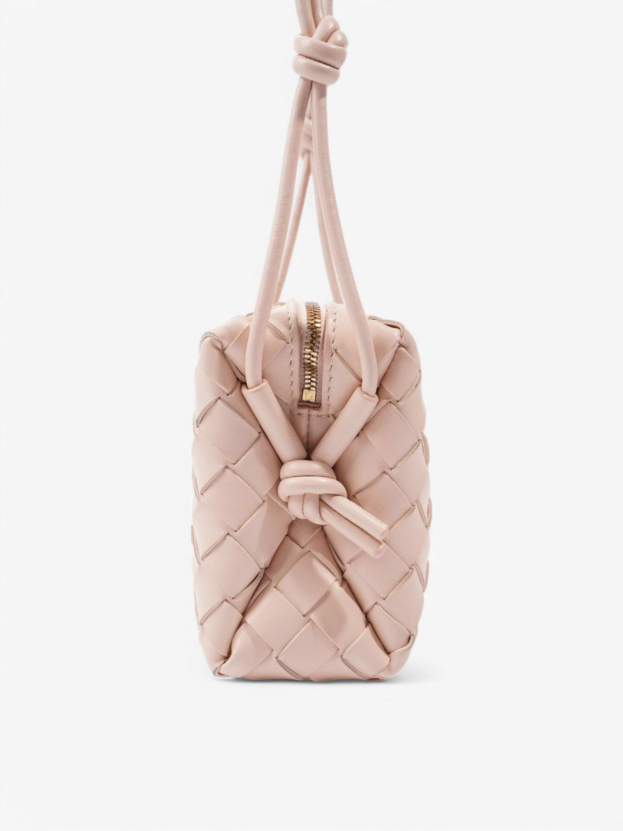 Bottega Veneta Loop Shoulder Bag Light Pink Intrecciato Leather Mini